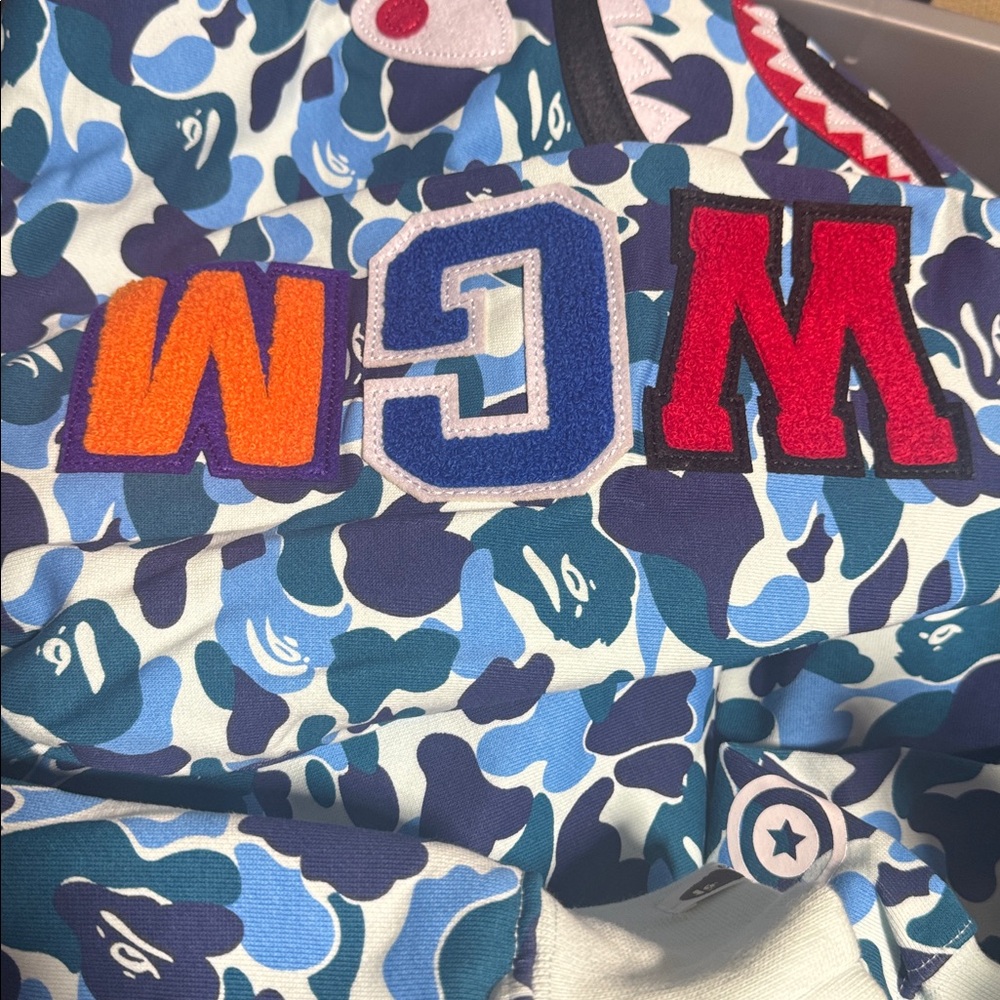 Bape Blue Camo Shark Hoodie
